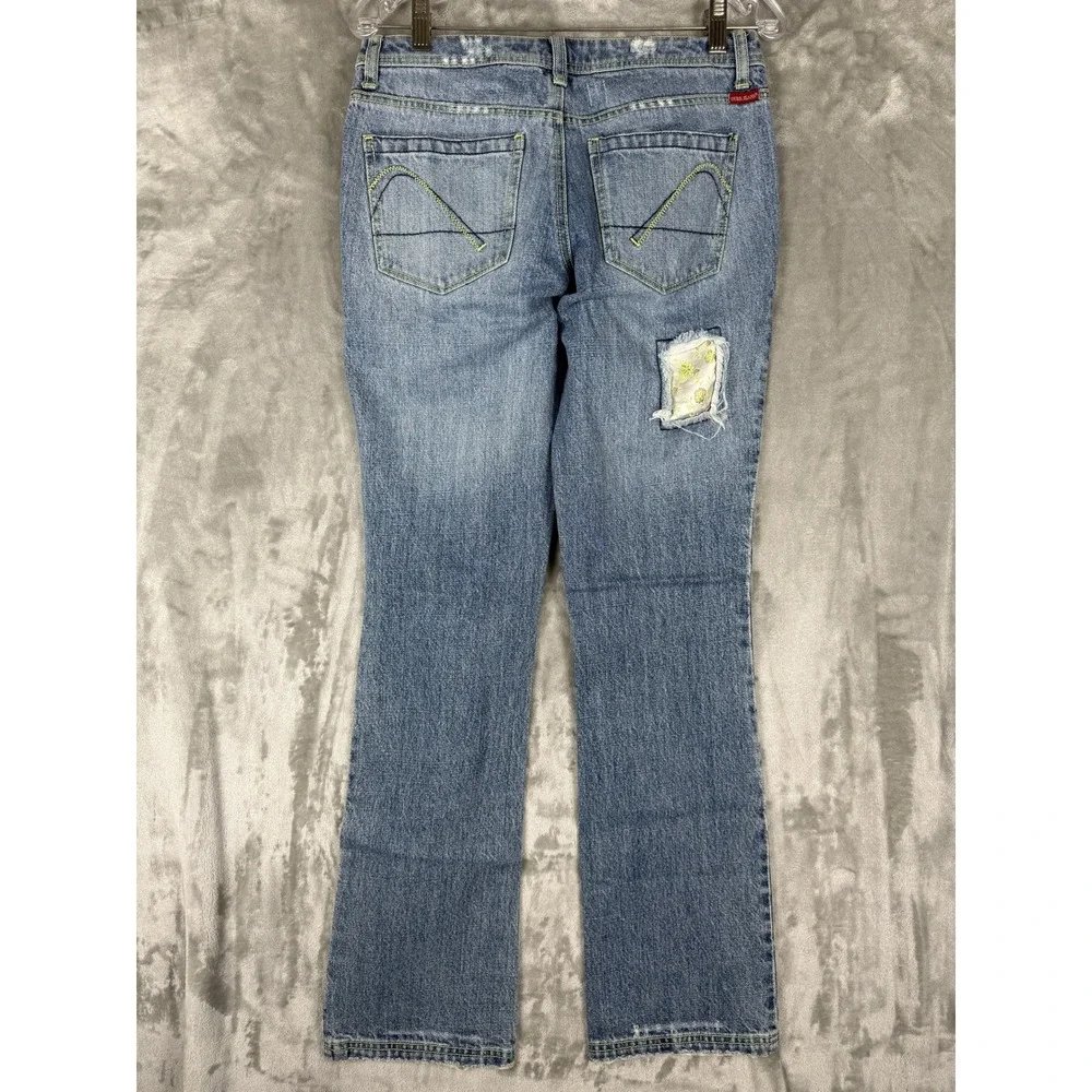 Y2K Guess Jeans Women's Size 26‎ Blue Denim Bootcut Jeans Patchwork Distressed